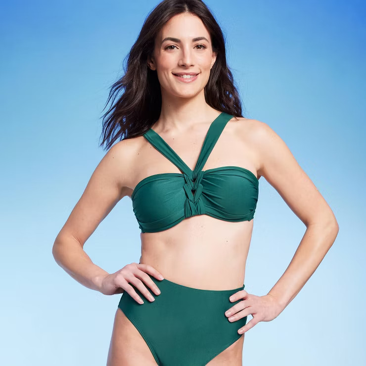 Women's Twist Center Front Bandeau Bikini Top - Shade & Shore™ Green | Target