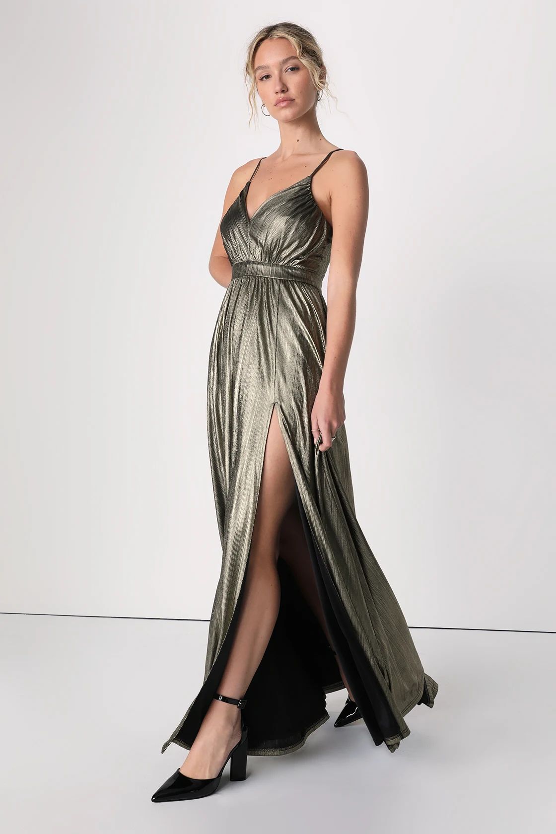 Beyond Exquisite Gold Metallic Lurex Maxi Dress | Lulus (US)