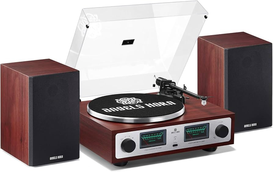 ANGELS HORN High Fidelity Bluetooth Turntable, Vinyl Record Player with Bookshelf Speakers, Built... | Amazon (US)