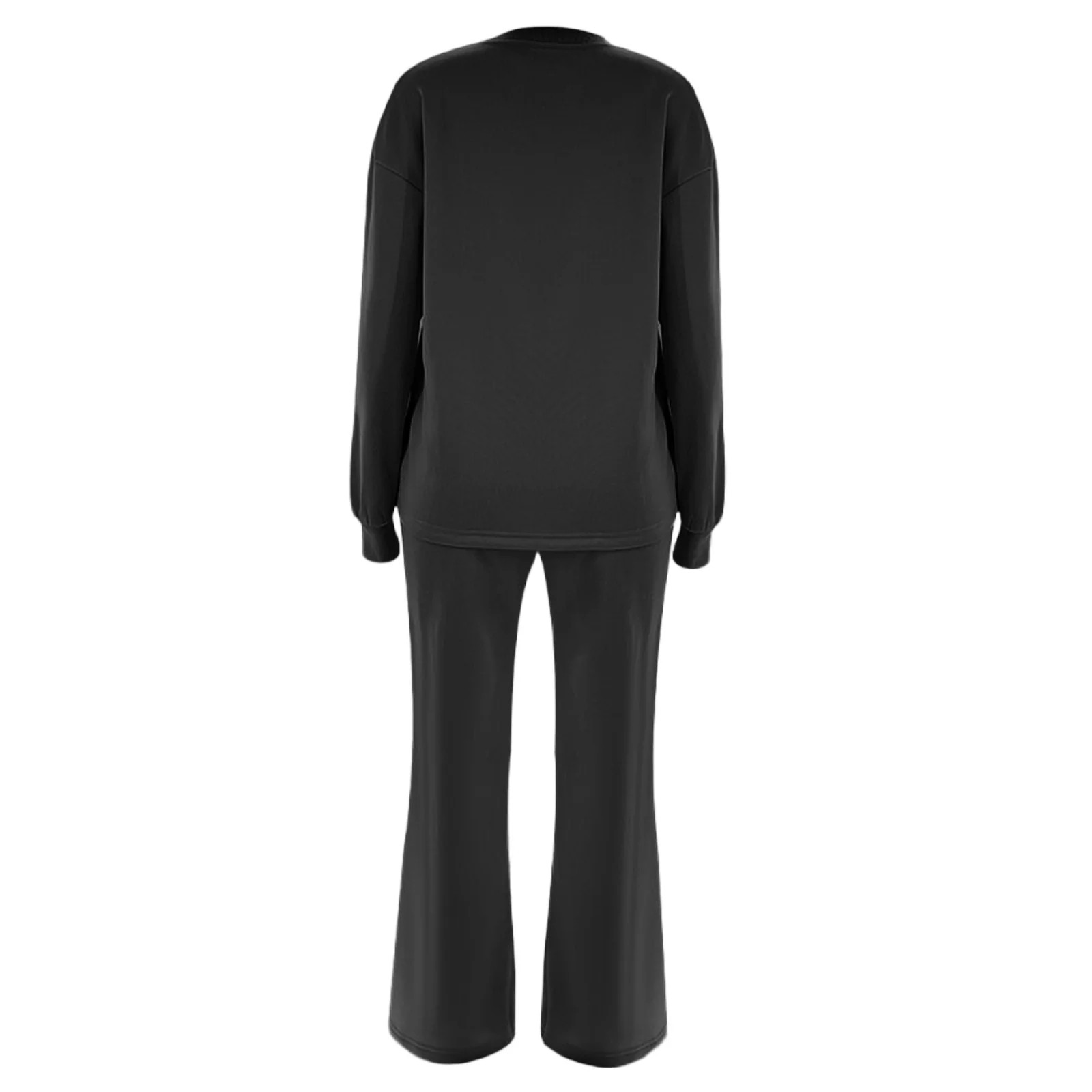 Ounisa Women 2 Piece Set, Solid Long Sleeved Sweatshirt Set, Elastic High Waist Loose Jogger Pant... | Walmart (US)