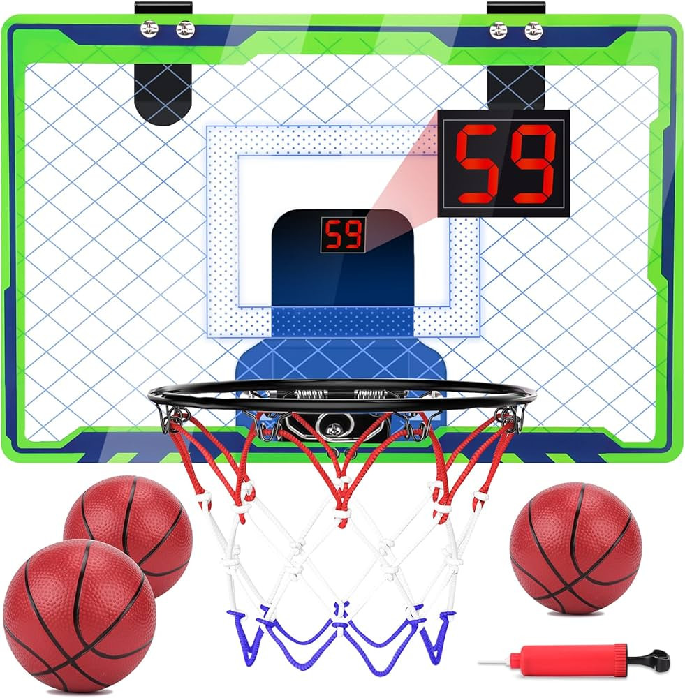 Mini Over The Door Basketball Hoop Indoor for Kids, Small Office Basketball Hoop with Scoreboard,... | Amazon (US)