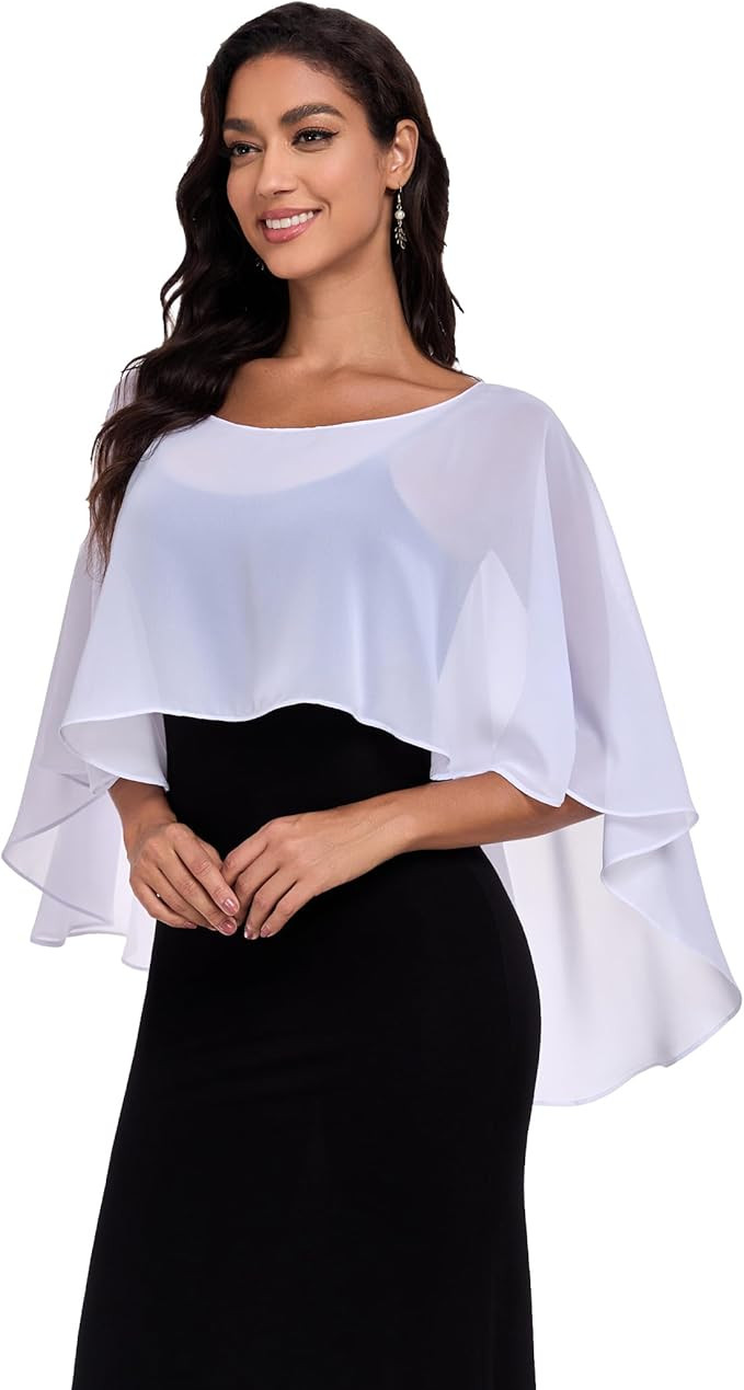 Sheer Shawls and Wraps for Evening Dresses Chiffon Capes for Women Soft Wedding Cover Up | Amazon (US)