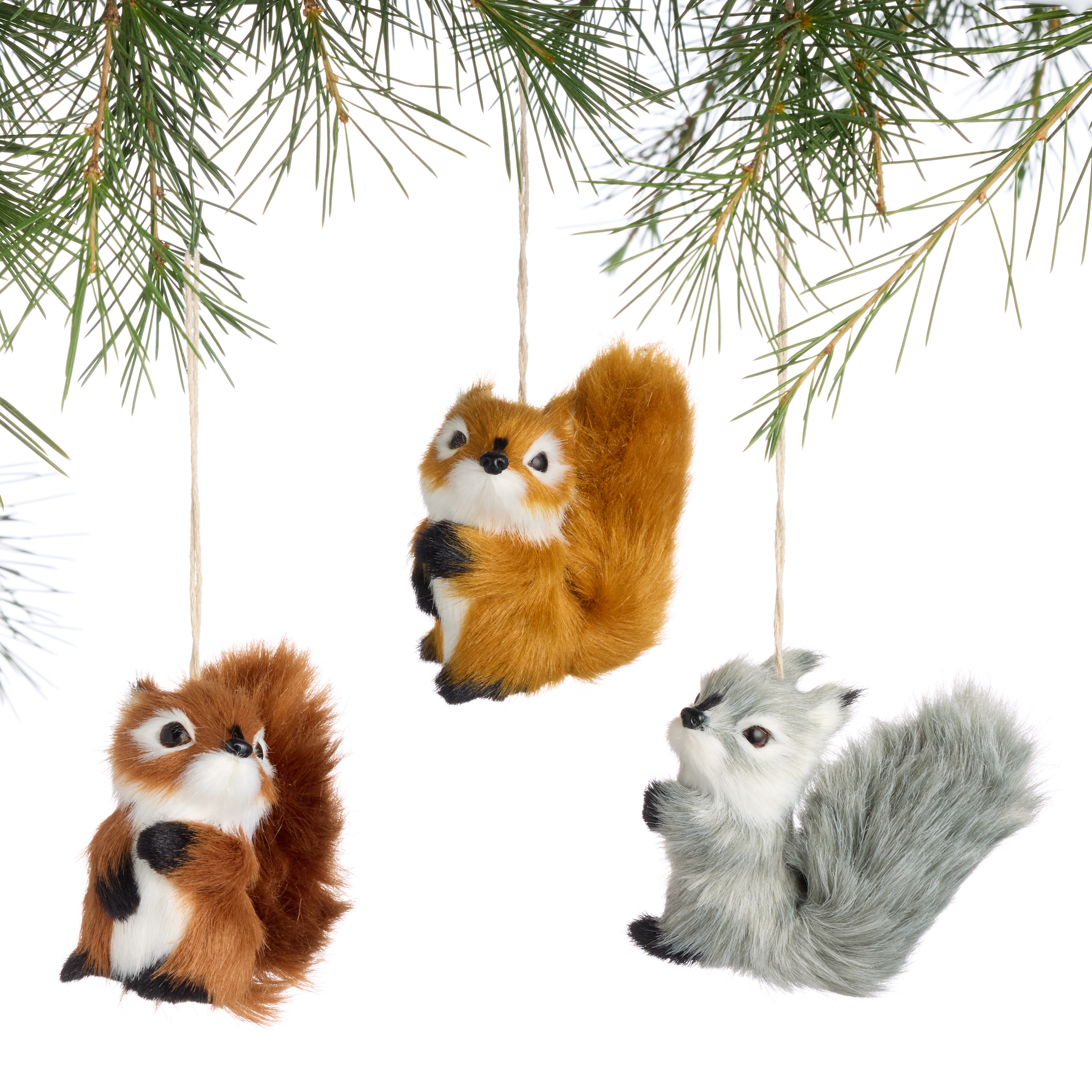 Faux Fur Squirrel Ornaments Set of 3 | World Market