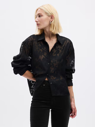 Sheer Floral Cropped Shirt | Gap (US)
