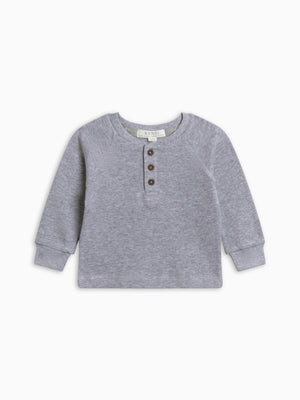 Jones Waffle Knit Henley Raglan Shirt - Ashen | Colored Organics