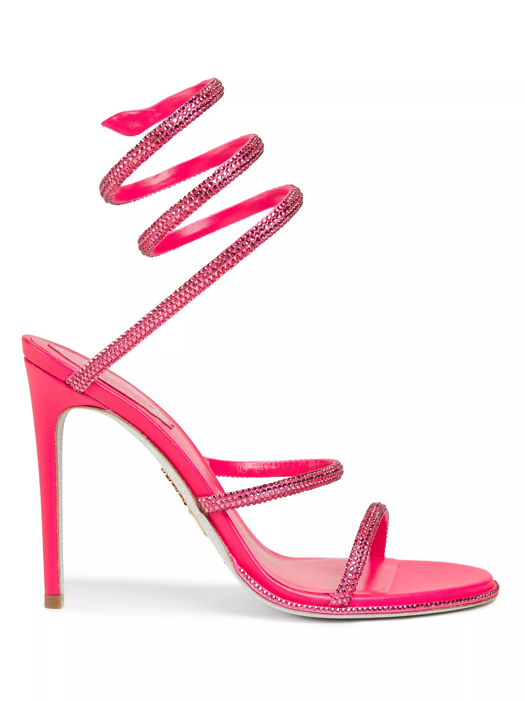 100MM Crystal-Embellished Satin Wrap Sandals | Saks Fifth Avenue