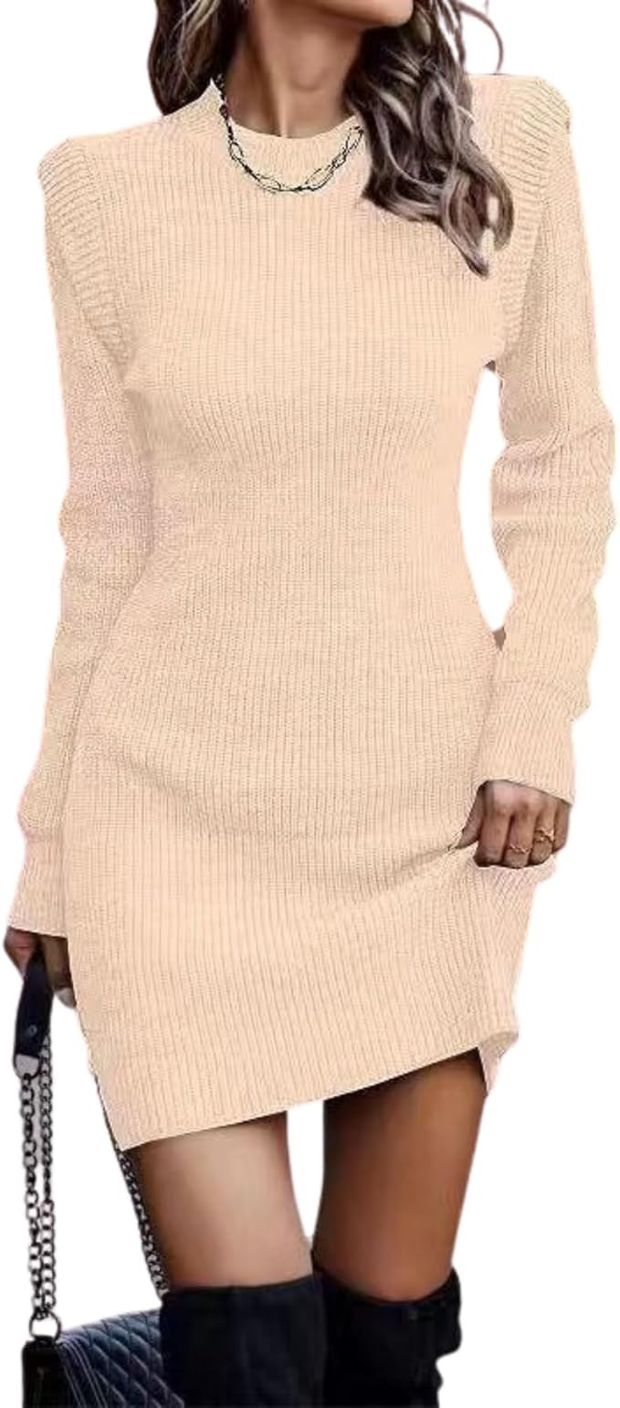 ZOCAVIA Women's Bodycon Pullover Mini Sweater Dress Fall Winter Long Sleeve Crewneck Ribbed Knit ... | Amazon (US)