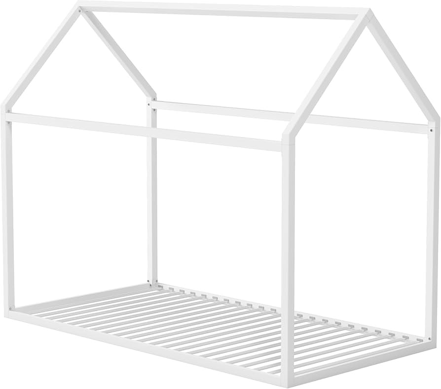 Little Seeds Skyler Kids Montessori House Floor Bed, Twin, Off White | Amazon (CA)
