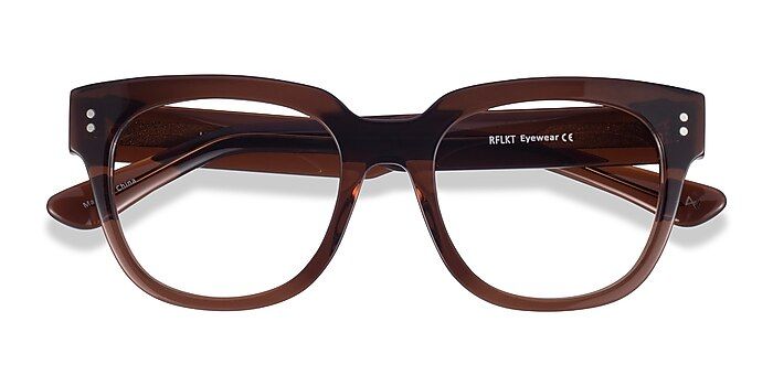 Life Square Clear Brown Full Rim Eyeglasses | Eyebuydirect | EyeBuyDirect.com