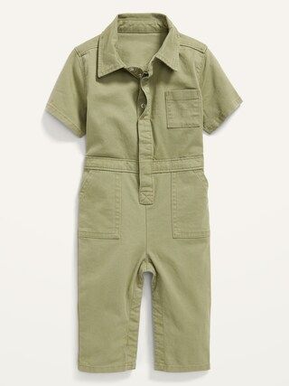 Unisex Twill Short-Sleeve Jumpsuit for Baby | Old Navy (US)