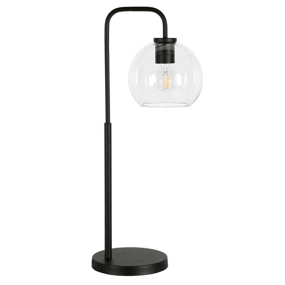 Meyer&Cross Harrison 27 in. Blackened Bronze Arc Table Lamp with Clear Glass Shade | The Home Depot