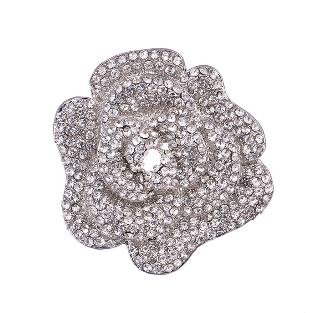 Rhinestone Rose Brooch Pin for Women Girls Fashion Crystal Big Blossom Flower Brooch Lapel Pins E... | Amazon (US)