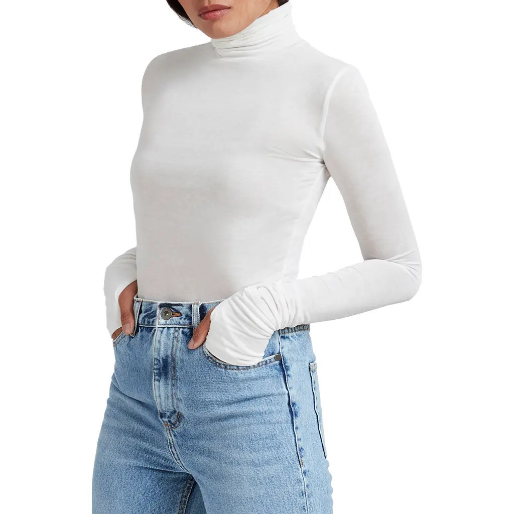 Marcella Eloise Turtleneck Semisheer Jersey Top in Off White at Nordstrom, Size X-Small | Nordstrom
