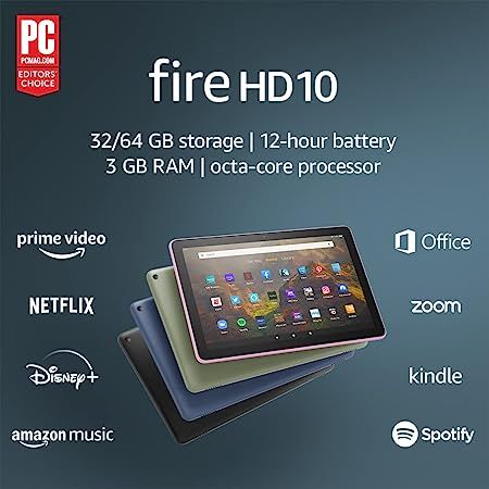 Amazon Fire HD 10 tablet, 10.1", 1080p Full HD, 32 GB, latest model (2021 release), Black | Amazon (US)