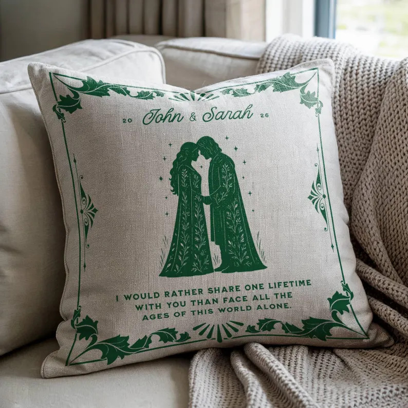 Personalized Wedding Fantasy Book Woven Pillow Gift, Vintage Bookish Decor Anniversary Gift, Elf ... | Etsy (Global)