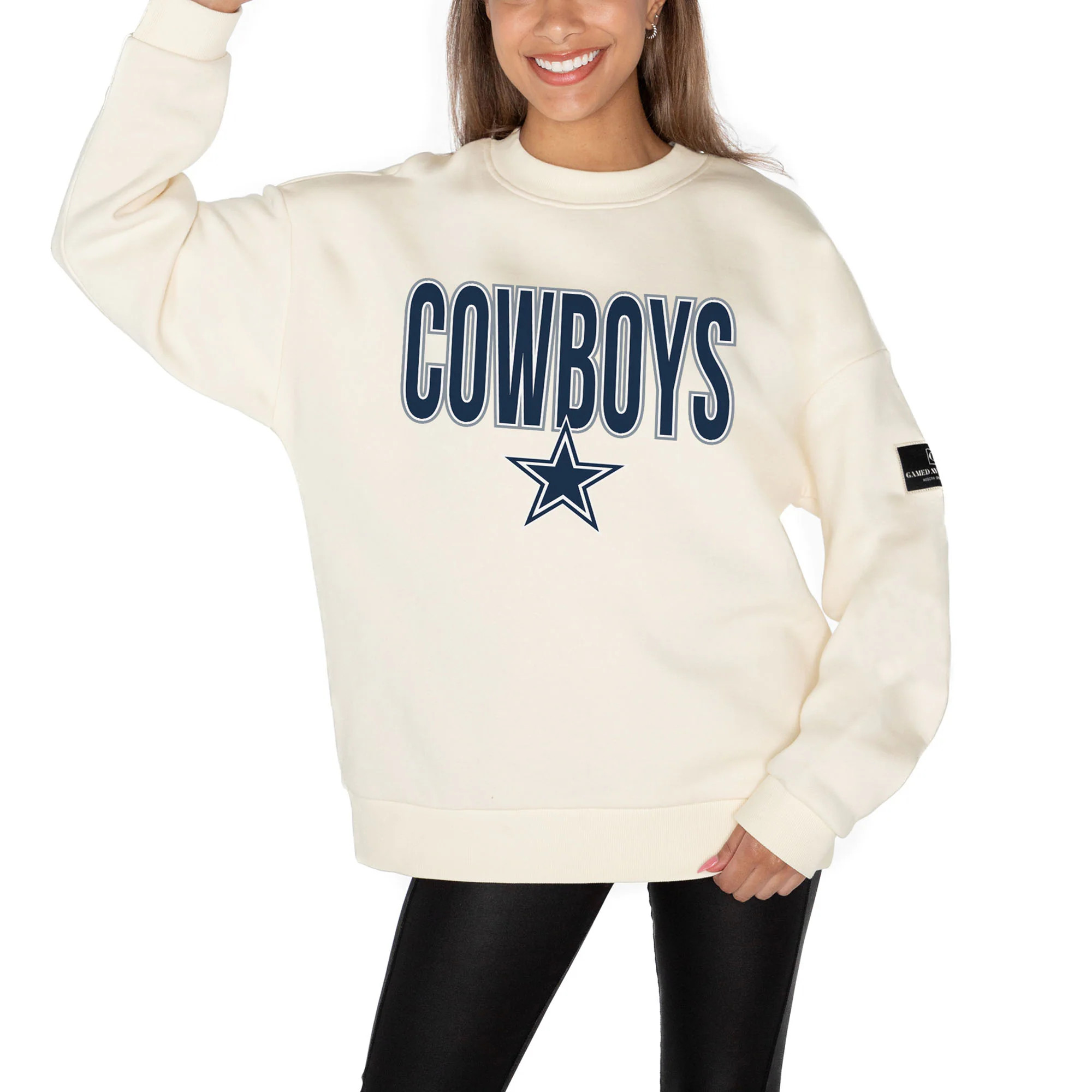 Women's Dallas Cowboys  Gameday Couture Cream Premium Fleece Oversized Drop Shoulder Pullover Swe... | NFL Shop
