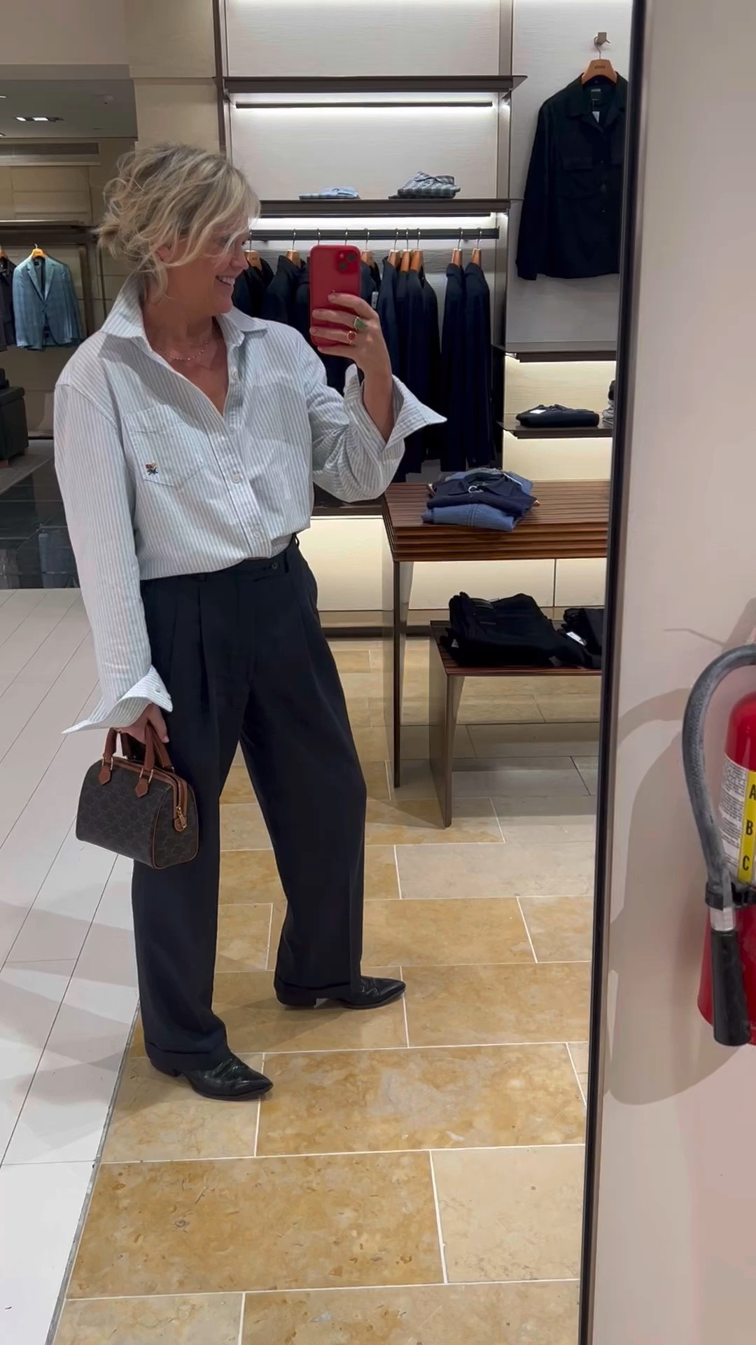 Menswear for a Men’s shop - Sound up for details :)

Shirt is Aimeleondore and on their site - I linked similar 

Boots and pants vintage and purse is Celine 