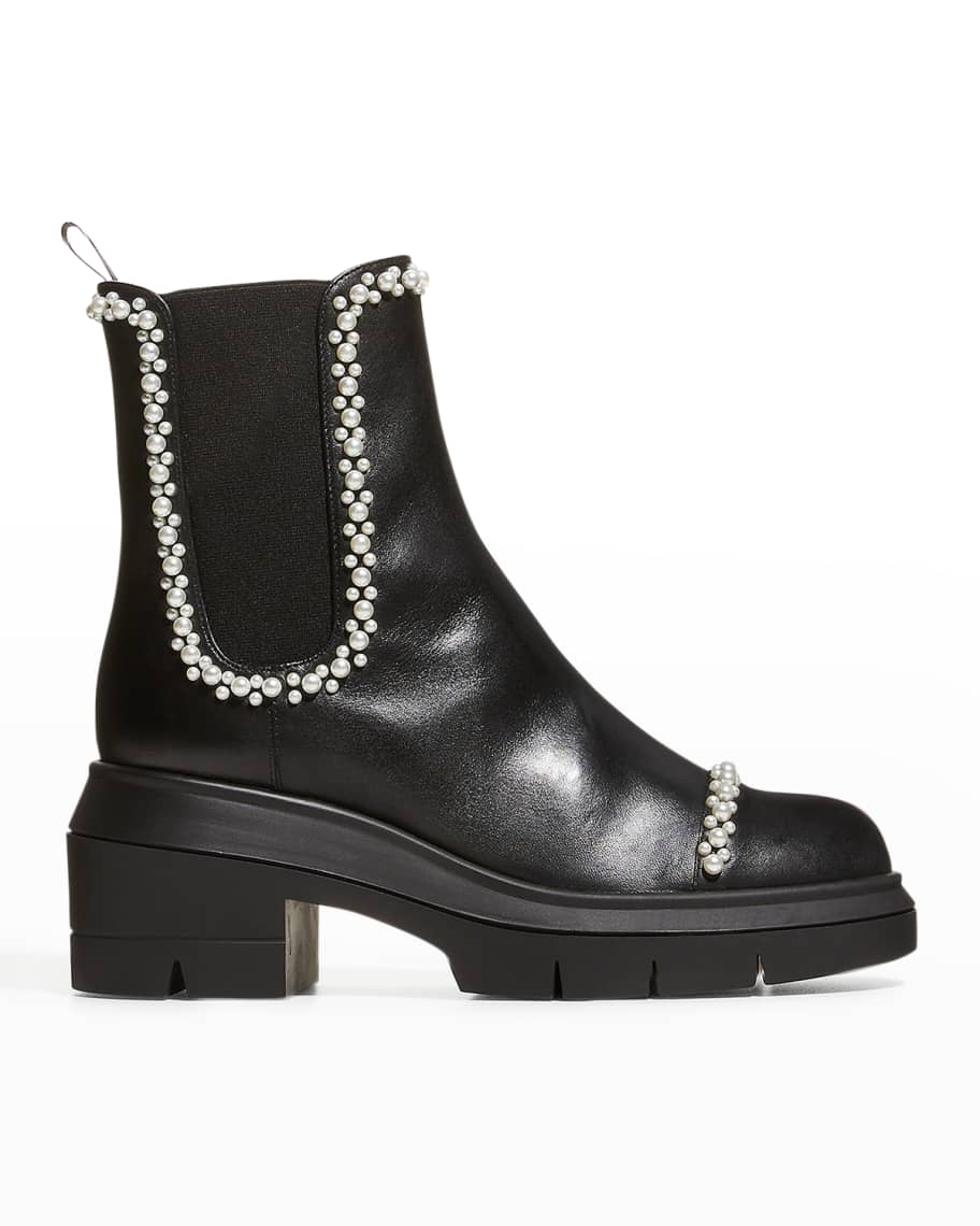 Stuart Weitzman Norah Pearl-Embellished Chelsea Boots | Neiman Marcus