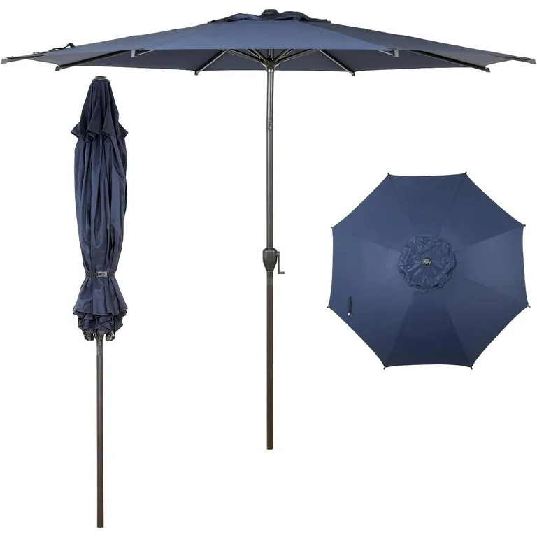 Abba Patio 9ft Outdoor Patio Umbrella, Push Button Tilt & Crank,  8 Ribs, Dark Blue | Walmart (US)