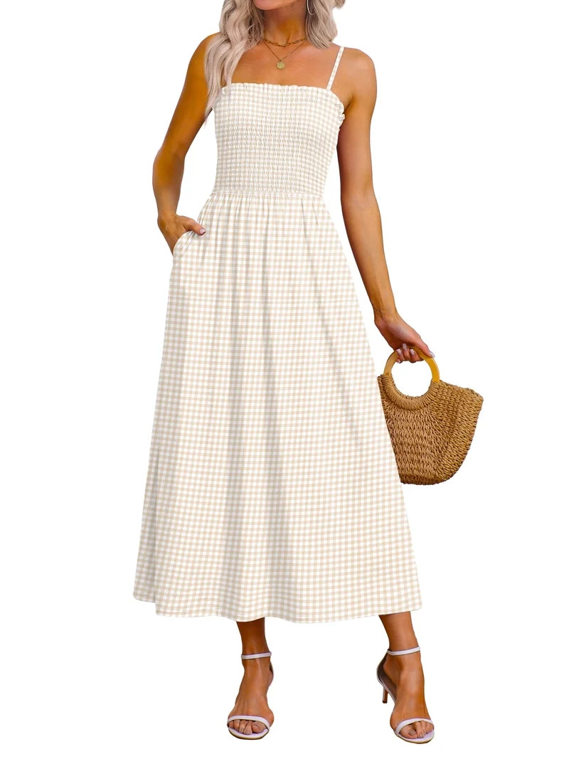 WIHOLL Maxi Dresses for Women 2026 Spaghetti Strap Flowy Boho Long Sundress with Pockets Spring S... | Walmart (US)