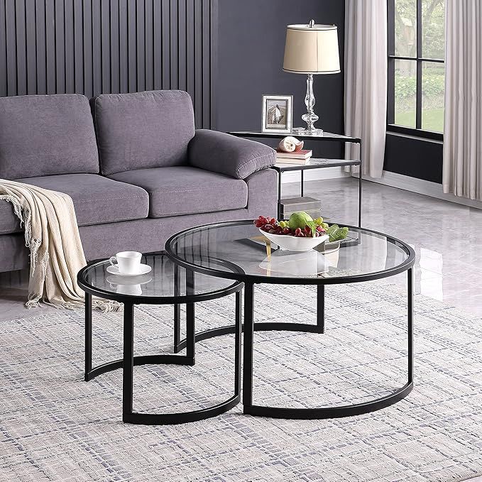 Amazon.com: FirsTime & Co. Black Hatfield Nesting Coffee Table 2-Piece Set for Living Room, Home ... | Amazon (US)