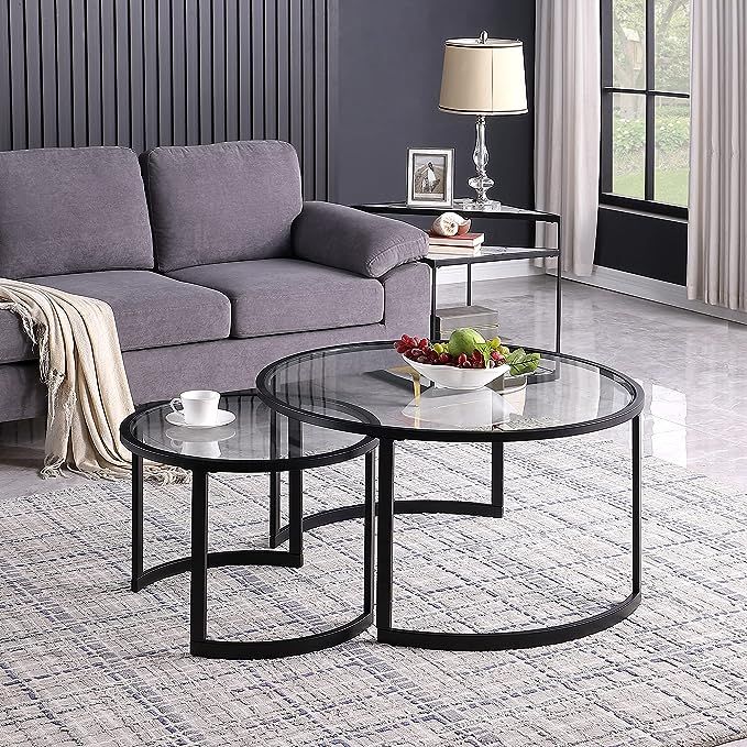 Amazon.com: FirsTime & Co. Black Hatfield Nesting Coffee Table 2-Piece Set for Living Room, Home ... | Amazon (US)
