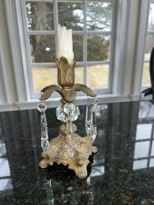 Vintage Hollywood Regency Candle Holder Prisms Glam  | eBay | eBay US