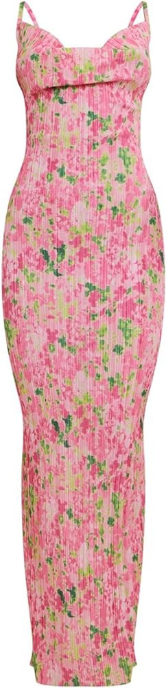 LASPIA Cowl Neck Dress Sexy Strap Shoulder Pleated Maxi Dresses Summer Wedding Guest Dresses for ... | Amazon (US)