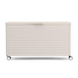 134 Gal. Aluminum Frame Steel Deck Box in Latte | The Home Depot
