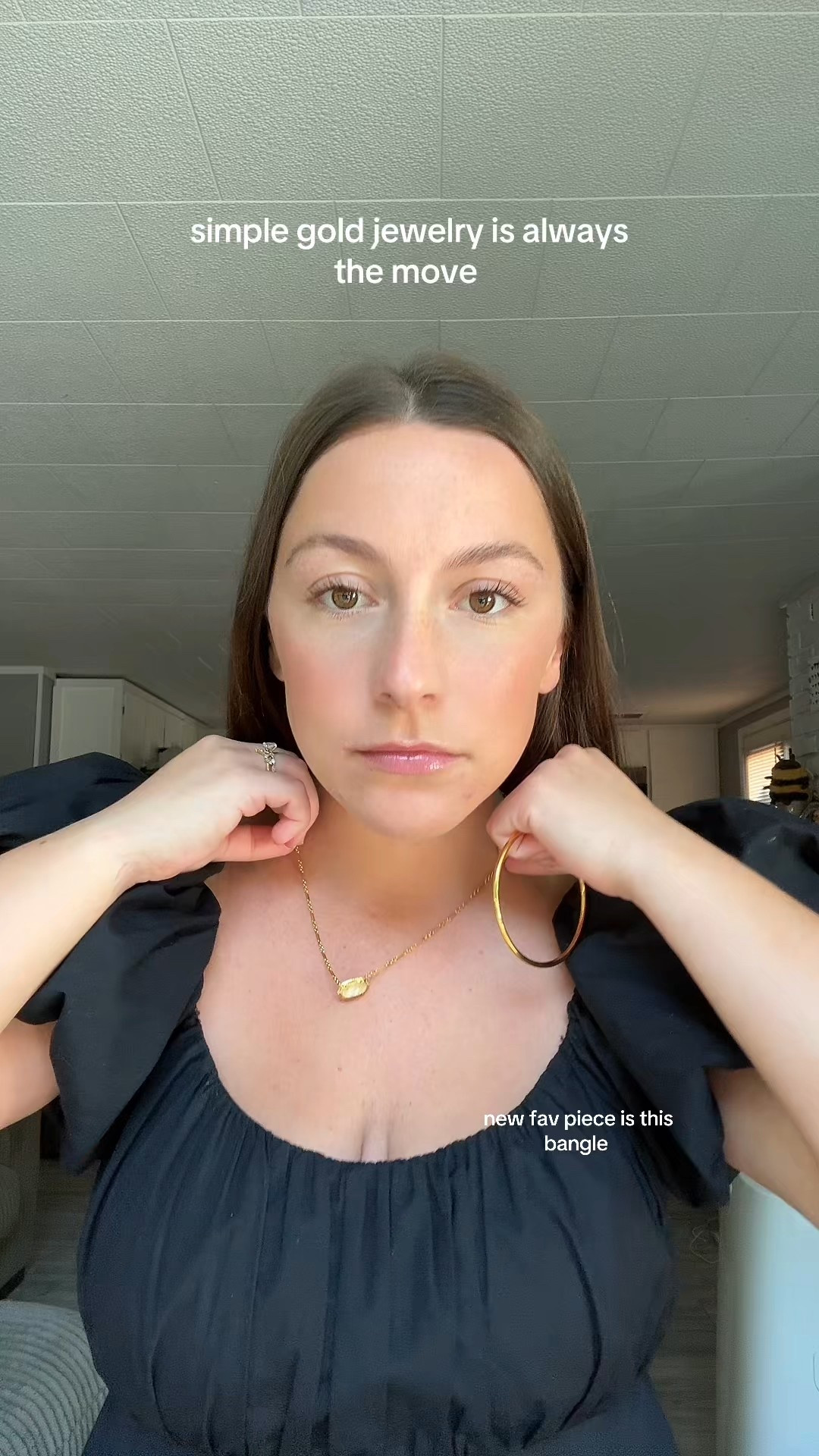 Gold Jewelry + Simple Black Dress | Easy Wedding Guest Outfit 
