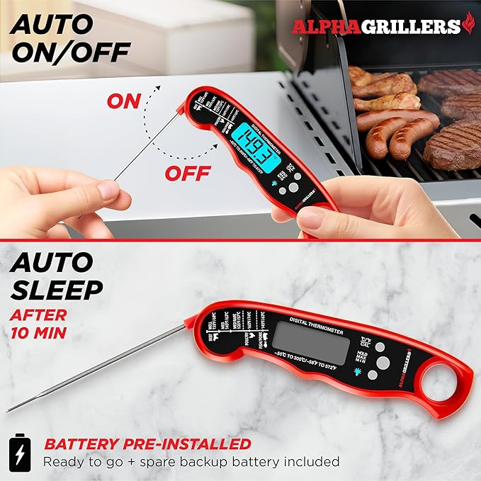 Alpha Grillers Meat Thermometer Digital – Instant Read Food Thermometer for Cooking & Grilling ... | Amazon (US)