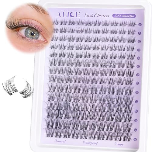 Wispy Lash Clusters Invisible Band Natural Lash Extensions Waterproof 8-16mm Cluster Eyelash Extension D Curl DIY Individual Cluster Lashes by ALICE | Amazon (US)