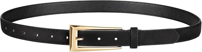 Women Leather Belt for Jeans Dress Casual Gold Buckle Ladies Waist Belt Width 0.95" | Amazon (US)