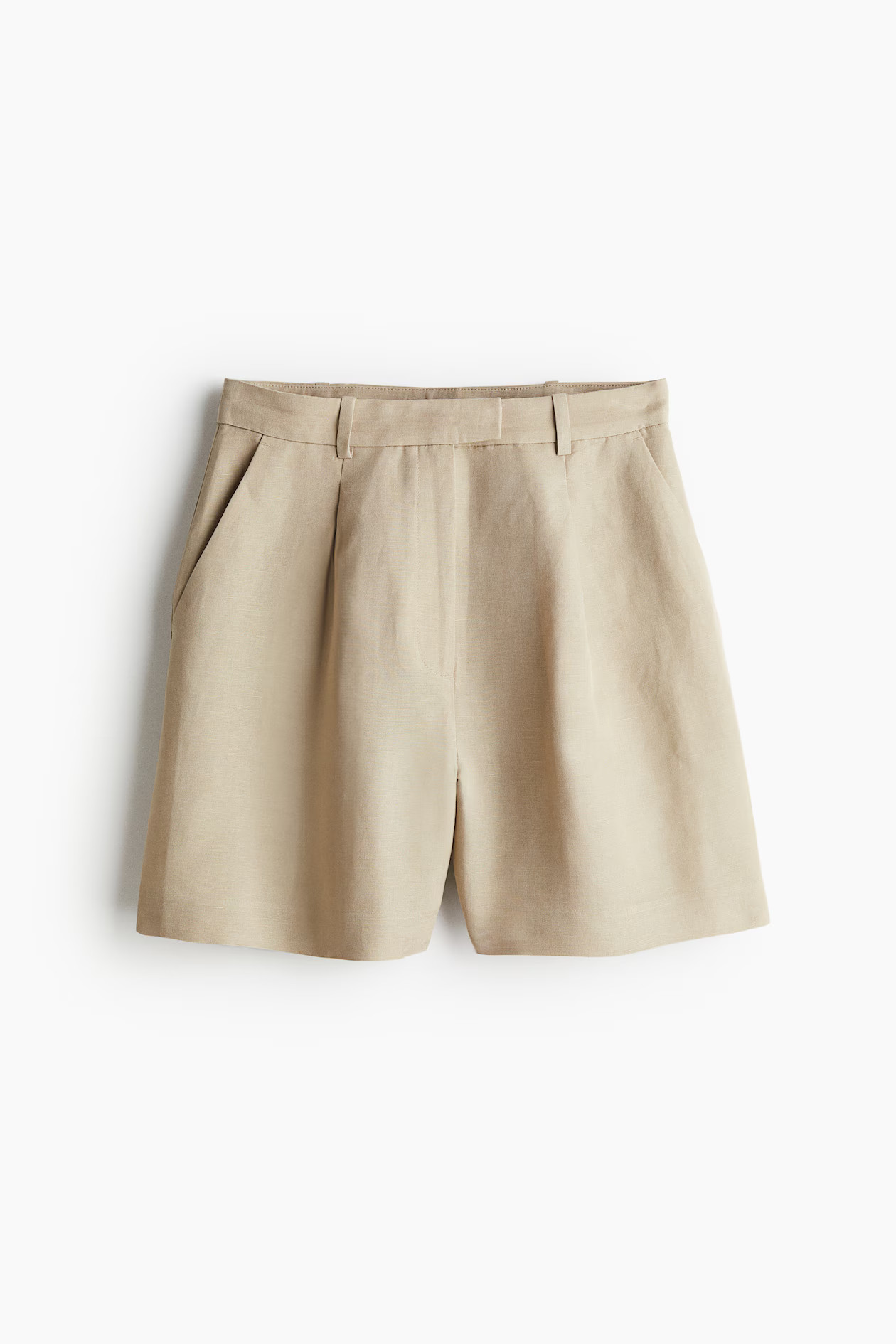 Linen-blend shorts - High waist - Short - White - Ladies | H&M GB | H&M (UK, MY, IN, SG, PH, TW, HK)