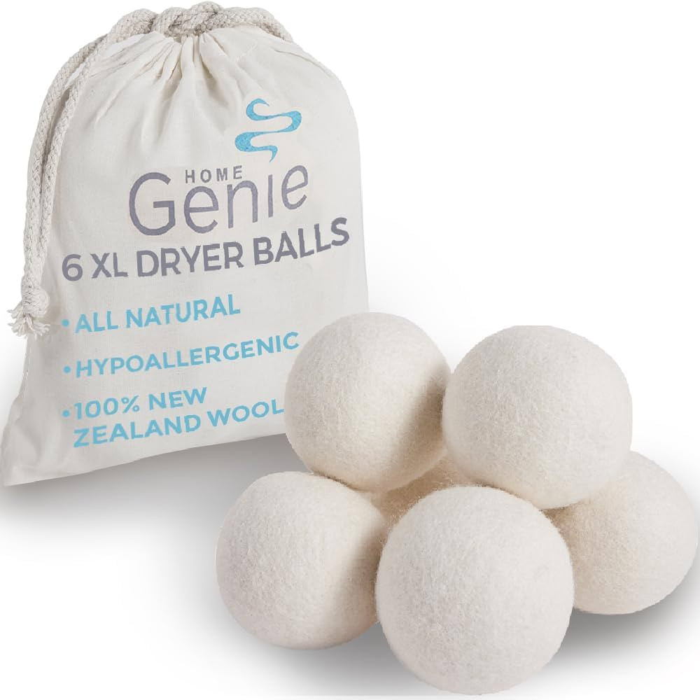 HOME GENIE 100% New Zealand Wool Reusable Dryer Balls 6 Pack, Anti Static Fast Drying Laundry, Re... | Amazon (US)