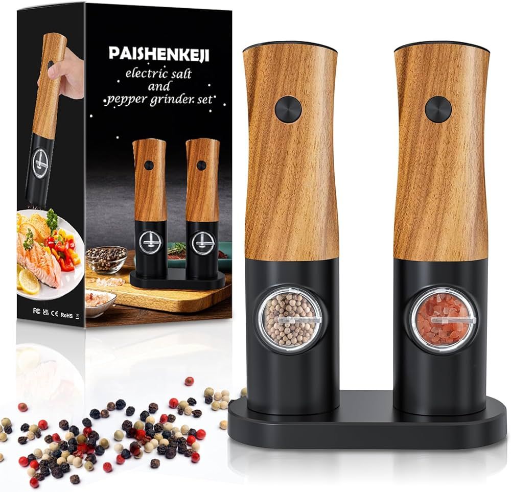 Electric Salt and Pepper Grinder Set - Battery Operated Pepper Mill Automatic, Battery Powered Au... | Amazon (US)