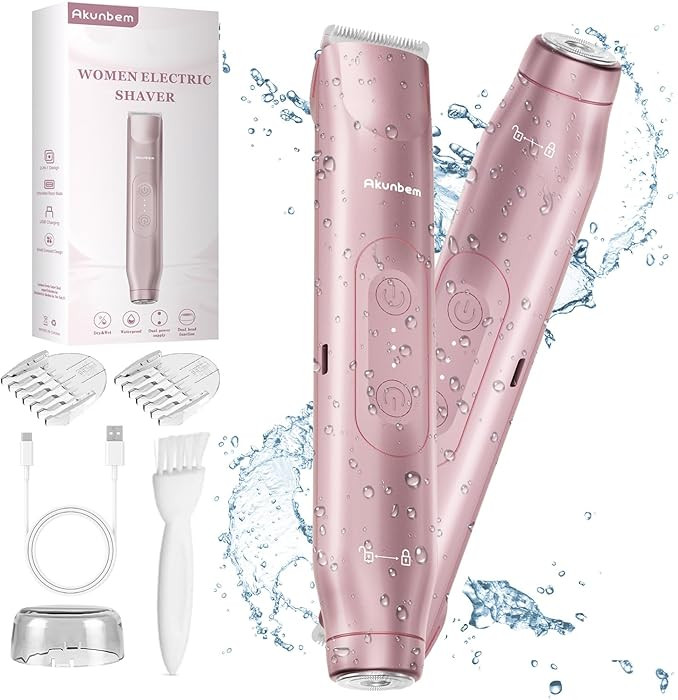 Bikini Trimmer for Women - 2 in 1 Electric Razors for Women - Dual Head Electric Shaver - IPX7 Wa... | Amazon (US)