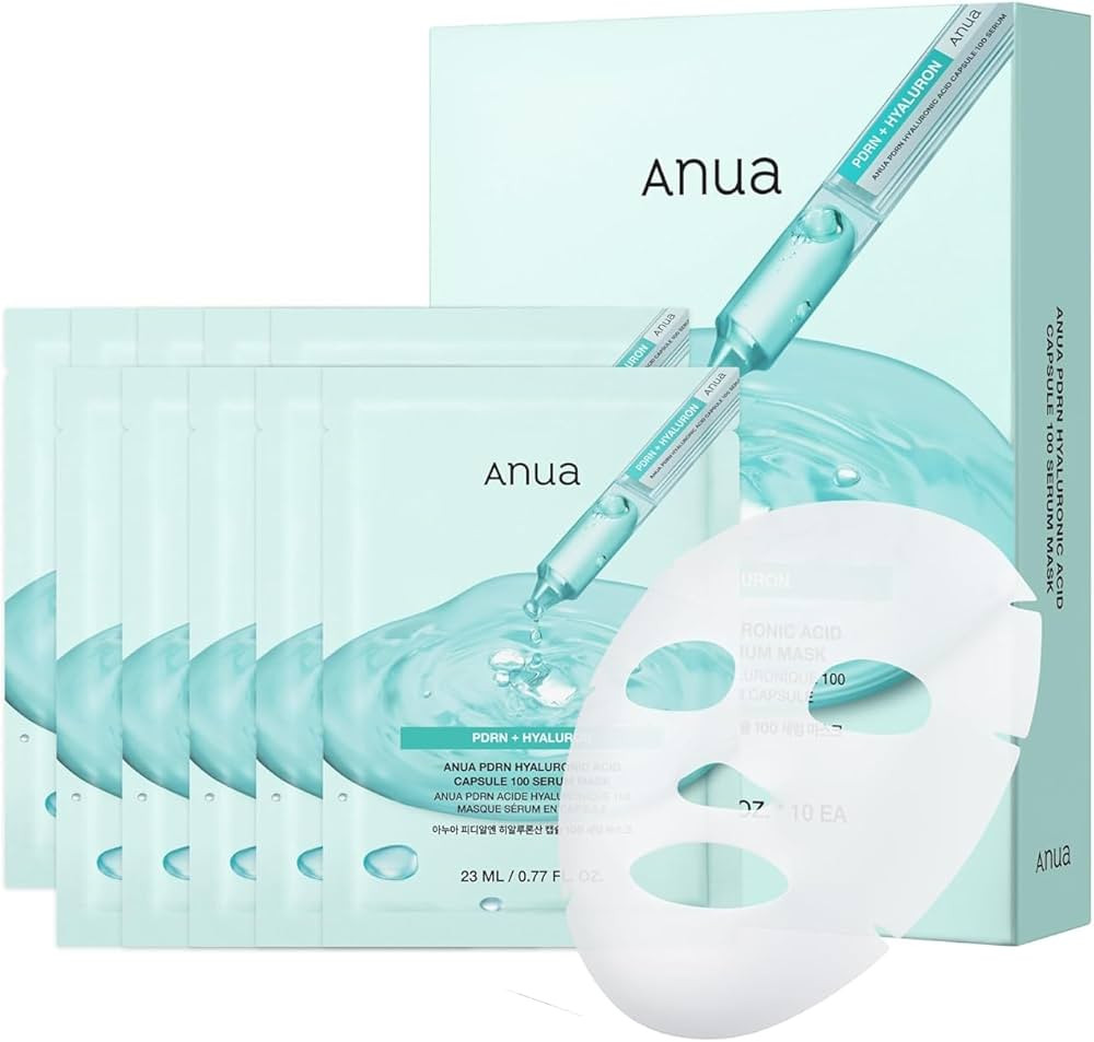 ANUA PDRN Hyaluronic Acid Capsule 100 Serum Mask, everyday glow korean sheet mask with Salmon PDR... | Amazon (US)