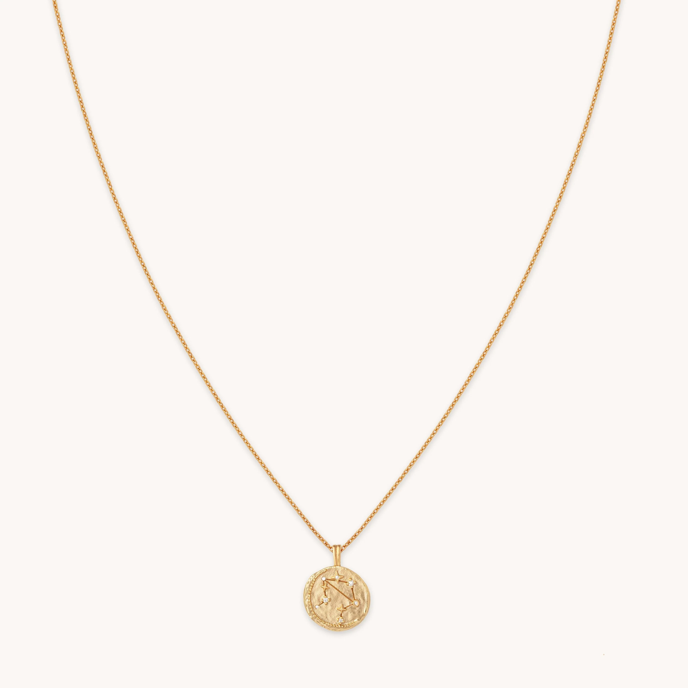Libra Zodiac Pendant Necklace in Gold | Astrid & Miyu UK