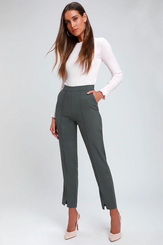 Aisha Charcoal Grey Trouser Pants | Lulus (US)