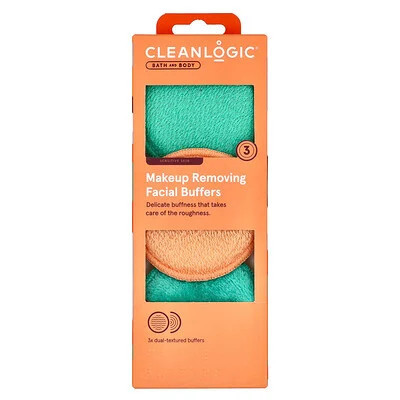 Cleanlogic, Bath and Body, Makeup Removing Facial Buffers, 3 Dual-Textured Buffers | iHerb