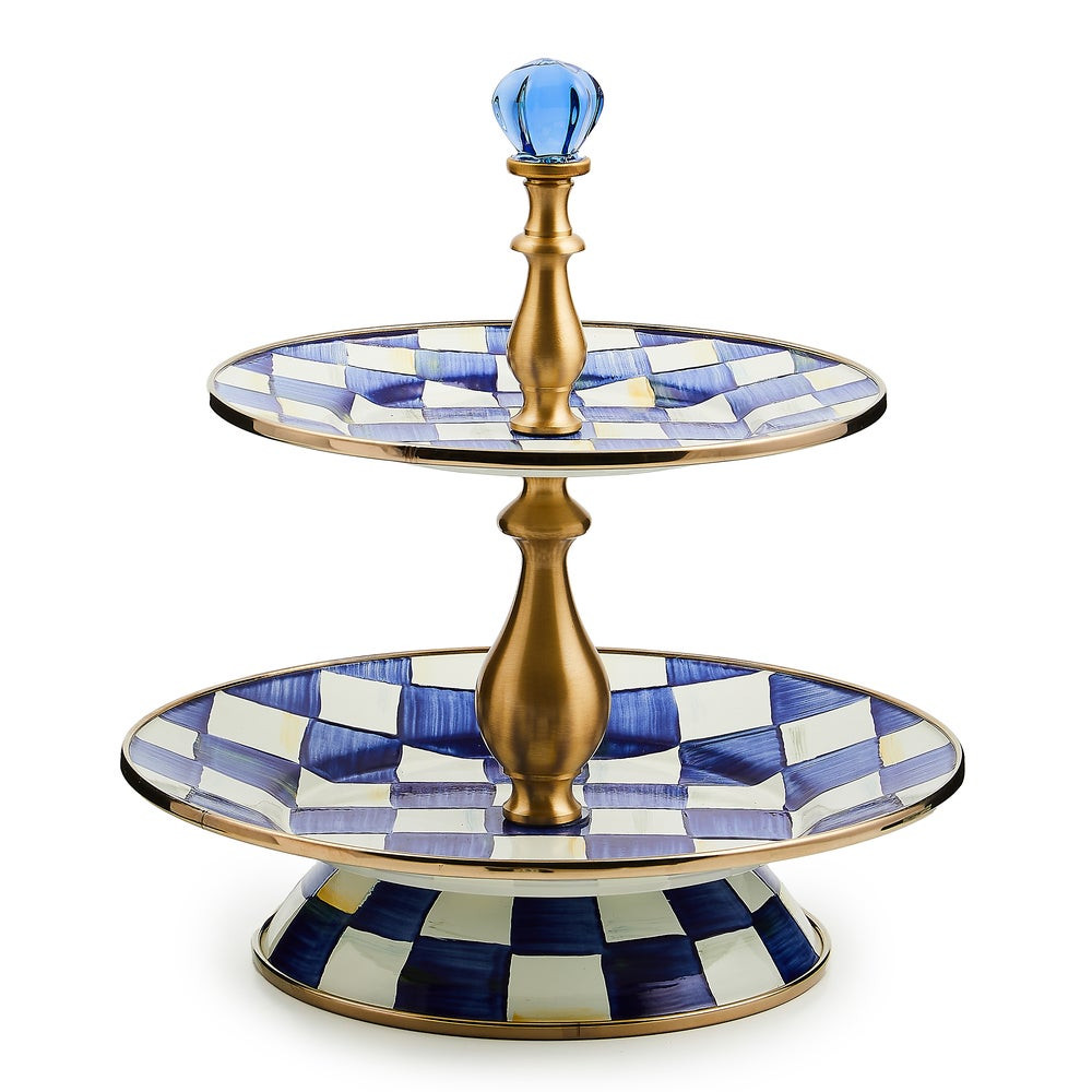 Royal Check Two Tier Sweet Stand | MacKenzie-Childs