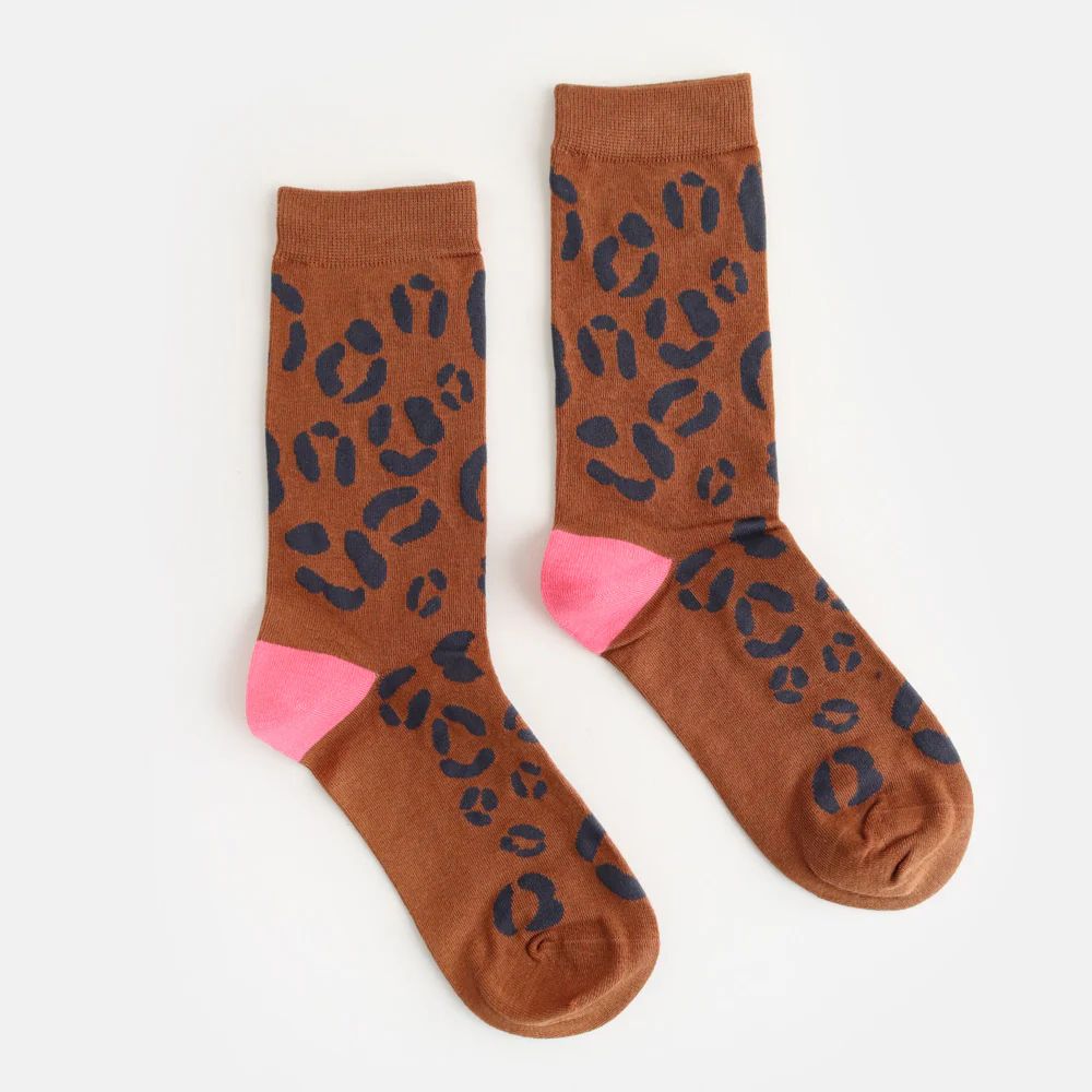 Brown Leopard Socks | Caroline Gardner