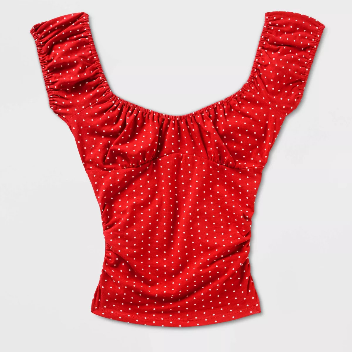 Women's Cap Sleeve Scoop Neck Emma Top - Wild Fable™ Ruby Red Polka Dots M | Target
