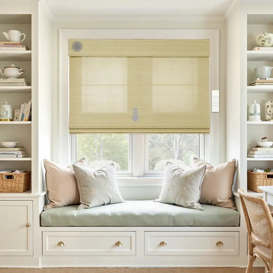 Motorized Window Woven Bamboo Shades | TWOPAGES