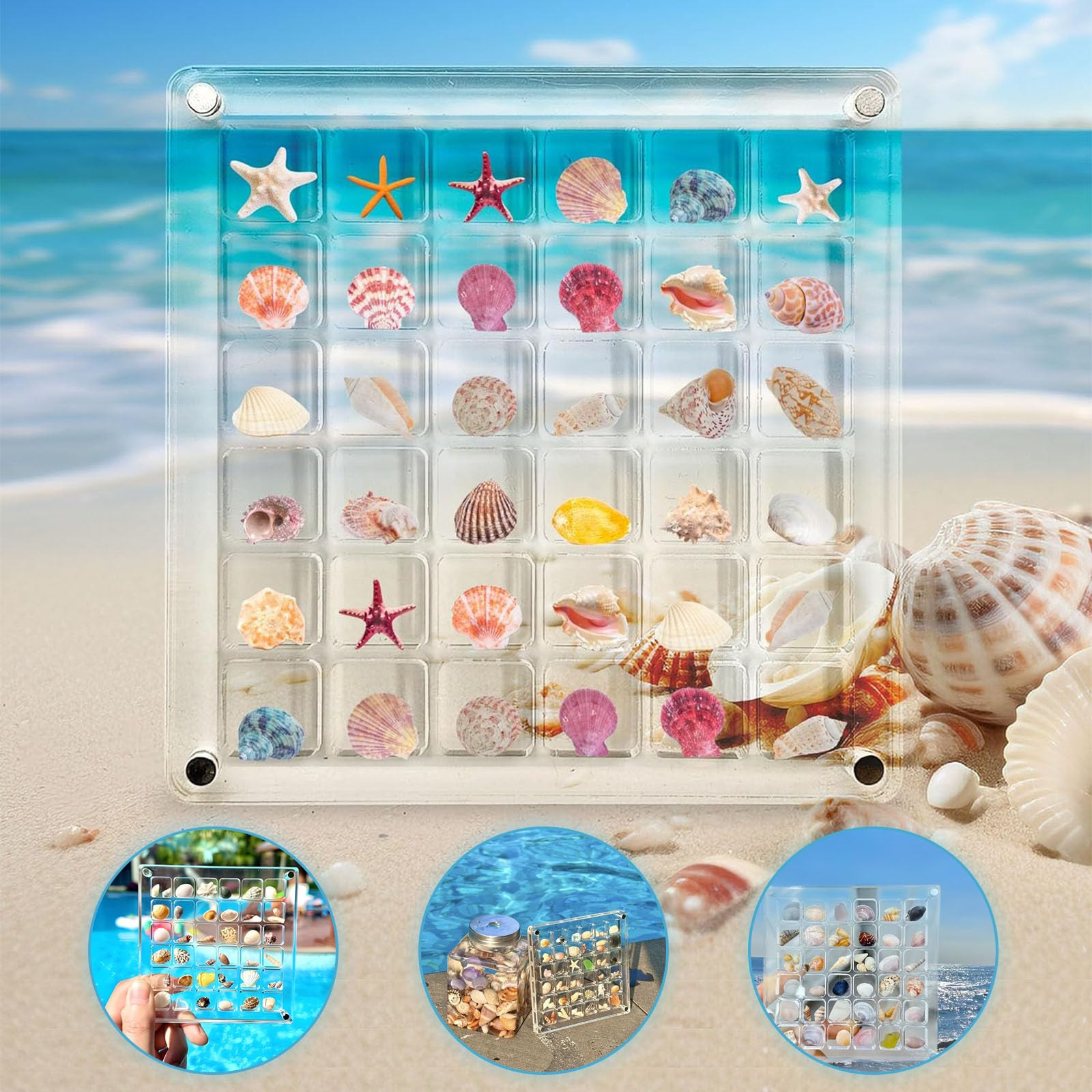 Artlunar 36 Grids Acrylic Display Box - Clear Shadow Box for Seashell, Rock, and Thimble Collecti... | Amazon (US)