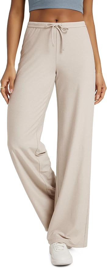 ODODOS Women's Wide Leg Pants - Ultra Soft Stratum Tech Adjustable Mid-Rise Casual Pajama Lounge ... | Amazon (US)