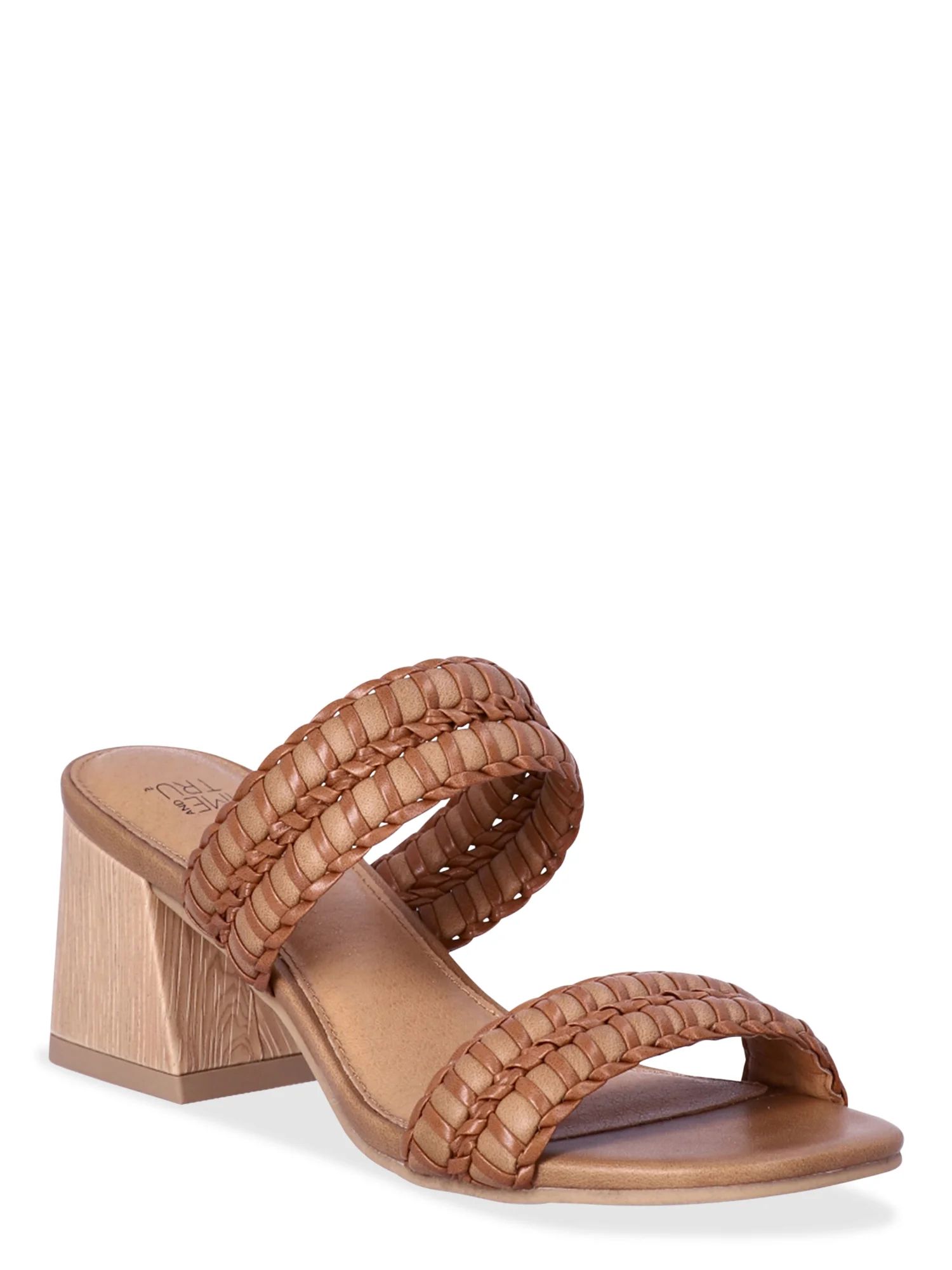 Time and Tru Women's Woven Double Band Sandals - Walmart.com | Walmart (US)