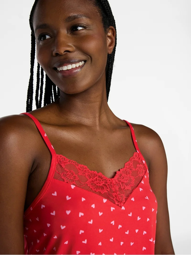 Joyspun Women’s Dreamy Soft Collection Lace Trim Knit Cami and Shorts Set, Sizes XS-3X | Walmart (US)