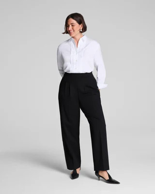 SPANX® Ponte Pleated Barrel Leg Trouser with Tuxedo Stripe | Spanx